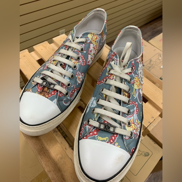 Roberto Cavalli Floral Low Leather Sneakers Sz 45 - Picture 14 of 15